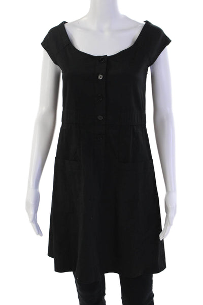 Theory Womens Cotton Round Neck Sleeveless Button Lined Tunic Top Size S