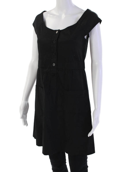 Theory Womens Cotton Round Neck Sleeveless Button Lined Tunic Top Size S
