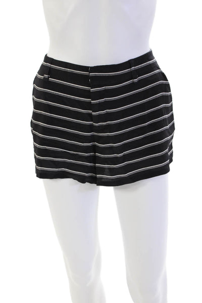 Joie Womens Silk Striped Three Pocket Mid-Rise Hook Closure Shorts Black Size 8