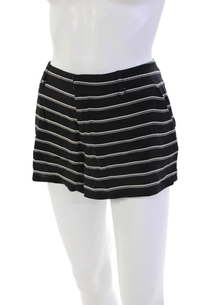 Joie Womens Silk Striped Three Pocket Mid-Rise Hook Closure Shorts Black Size 8
