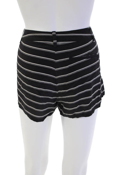 Joie Womens Silk Striped Three Pocket Mid-Rise Hook Closure Shorts Black Size 8