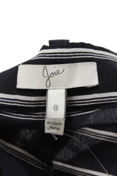 Joie Womens Silk Striped Three Pocket Mid-Rise Hook Closure Shorts Black Size 8