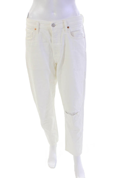 Citizens of Humanity Womens Cotton Denim Mid-Rise Tapered Jeans White Size 28