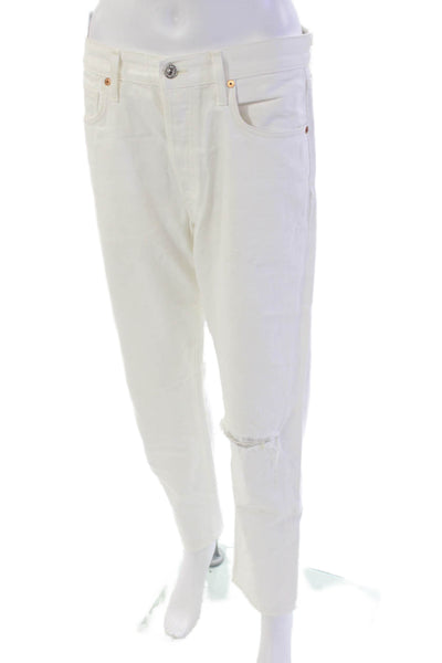 Citizens of Humanity Womens Cotton Denim Mid-Rise Tapered Jeans White Size 28