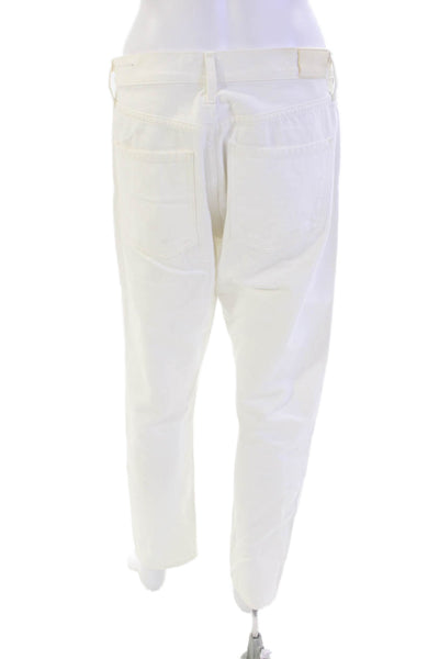 Citizens of Humanity Womens Cotton Denim Mid-Rise Tapered Jeans White Size 28
