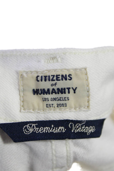 Citizens of Humanity Womens Cotton Denim Mid-Rise Tapered Jeans White Size 28