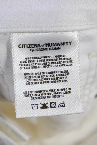 Citizens of Humanity Womens Cotton Denim Mid-Rise Tapered Jeans White Size 28