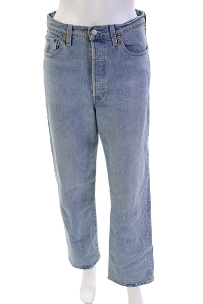 Levis Womens Cotton Denim Five Pocket Mid-Rise Straight Leg Jeans Blue Size 28