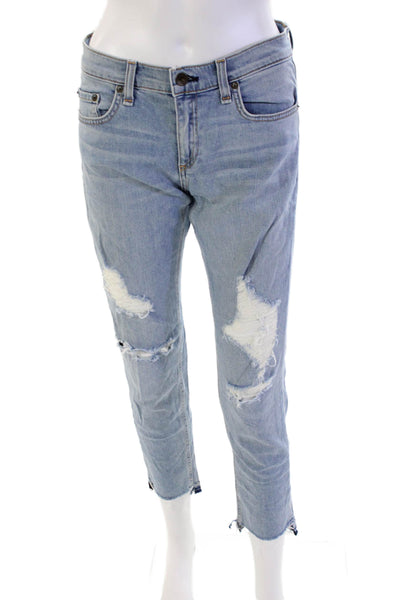 Rag & Bone Jean Womens Cotton Distressed Low-Rise Skinny Jeans Blue Size 27