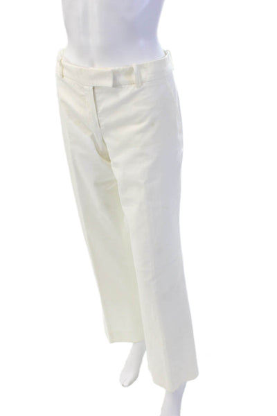 Michael Kors Womens Cotton Zip Button Pleated Dress Pants White Size EUR 4