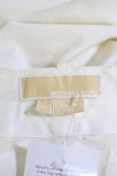 Michael Kors Womens Cotton Zip Button Pleated Dress Pants White Size EUR 4