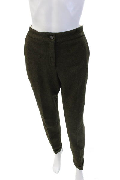 Michael Kors Womens Wool Textured Pleated Lined Dress Pants Green Size 04
