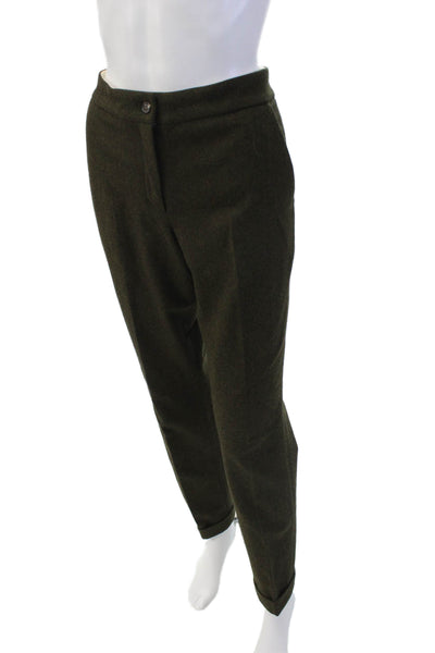 Michael Kors Womens Wool Textured Pleated Lined Dress Pants Green Size 04