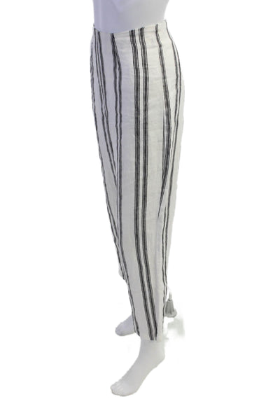Reformation Women's Zip Flat Front Straight Leg Pants Gray Striped Size 28"