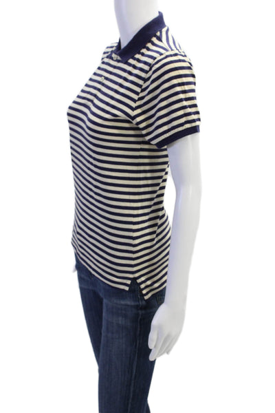 Ralph Lauren Blue Label Womens Cotton Striped Polo Shirt Blue Size Medium