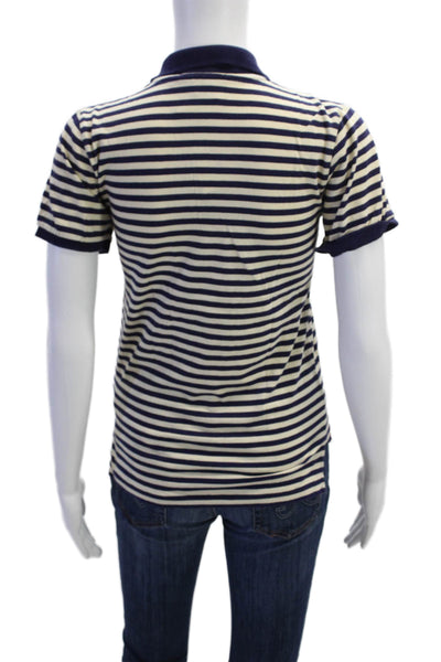 Ralph Lauren Blue Label Womens Cotton Striped Polo Shirt Blue Size Medium