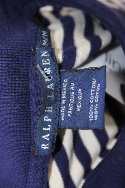 Ralph Lauren Blue Label Womens Cotton Striped Polo Shirt Blue Size Medium