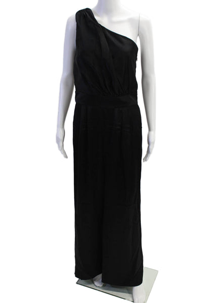 A.B.S Collection Womens Silk One Shoulder Sleeveless Jumpsuit Black Size 6
