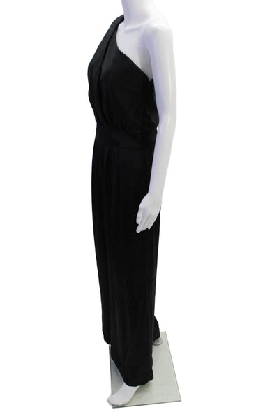 A.B.S Collection Womens Silk One Shoulder Sleeveless Jumpsuit Black Size 6