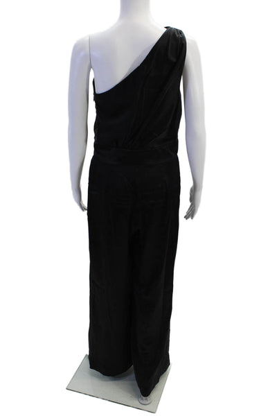 A.B.S Collection Womens Silk One Shoulder Sleeveless Jumpsuit Black Size 6