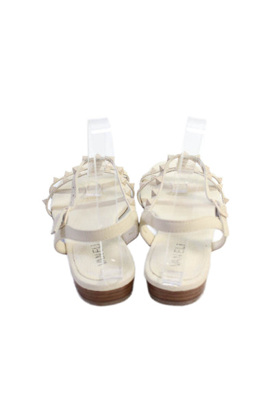 Van Eli Womens Leather Studded Slingbacks Sandals Beige Size 8 Narrow