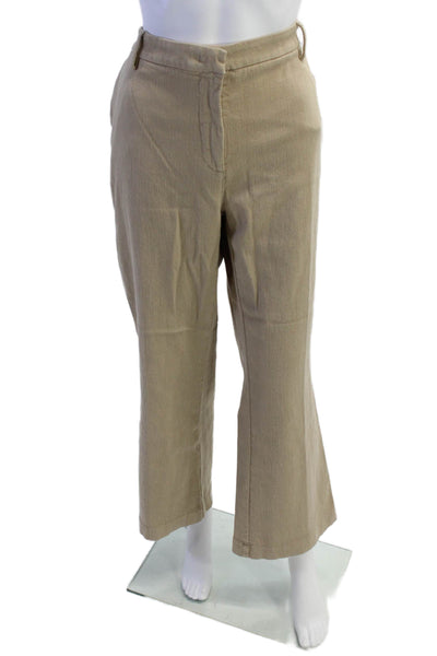 Sharis Place Womens High Rise Wide Leg Pants Khaki Beige Cotton Size EUR 50