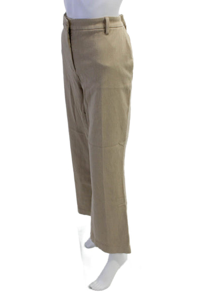 Sharis Place Womens High Rise Wide Leg Pants Khaki Beige Cotton Size EUR 50