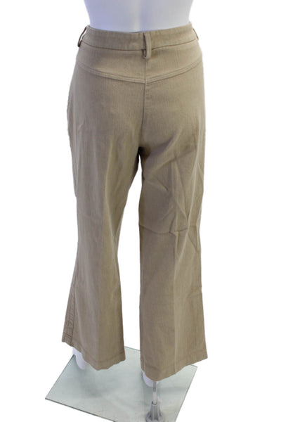 Sharis Place Womens High Rise Wide Leg Pants Khaki Beige Cotton Size EUR 50