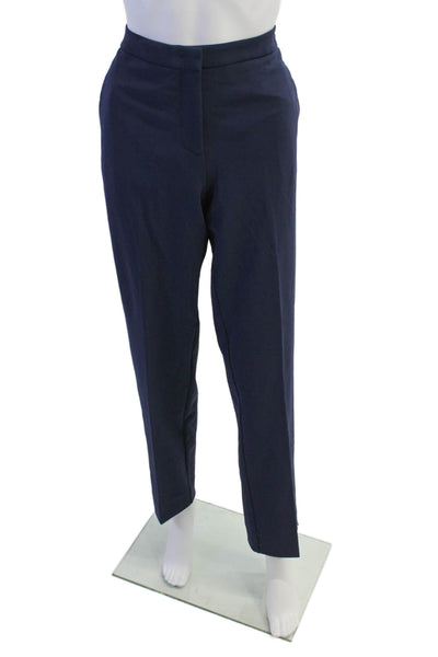 Sharis Place Womens Creased Straight Leg Dress Pants Navy Blue Size EUR 44