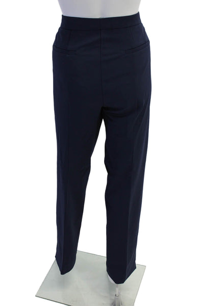 Sharis Place Womens Creased Straight Leg Dress Pants Navy Blue Size EUR 44