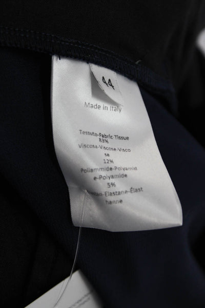Sharis Place Womens Creased Straight Leg Dress Pants Navy Blue Size EUR 44