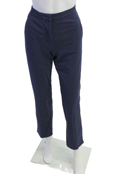 Sharis Place Womens High Rise Zip Up Slim Leg Pants Navy Blue Size EUR 38
