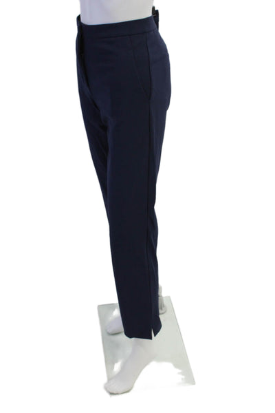Sharis Place Womens High Rise Zip Up Slim Leg Pants Navy Blue Size EUR 38