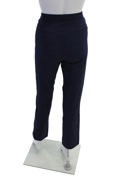 Sharis Place Womens High Rise Zip Up Slim Leg Pants Navy Blue Size EUR 38
