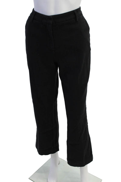 Sharis Place Womens High Rise Straight Leg Pants Black Cotton Size WEUR 42