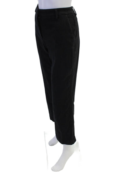 Sharis Place Womens High Rise Straight Leg Pants Black Cotton Size WEUR 42