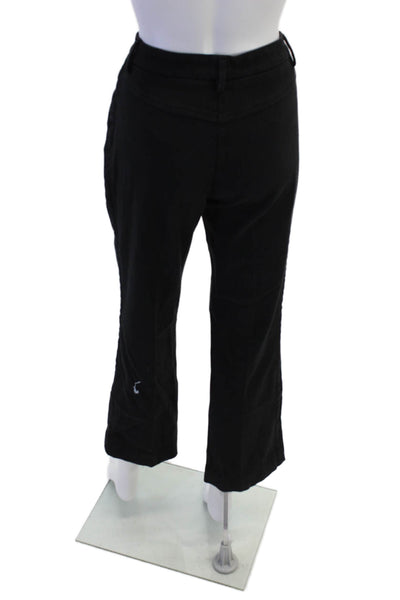 Sharis Place Womens High Rise Straight Leg Pants Black Cotton Size WEUR 42