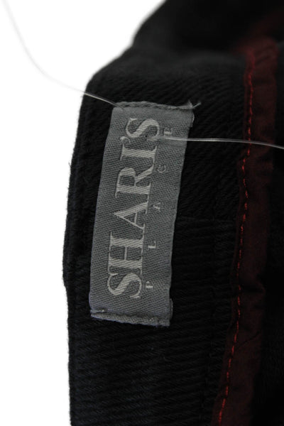 Sharis Place Womens High Rise Straight Leg Pants Black Cotton Size WEUR 42