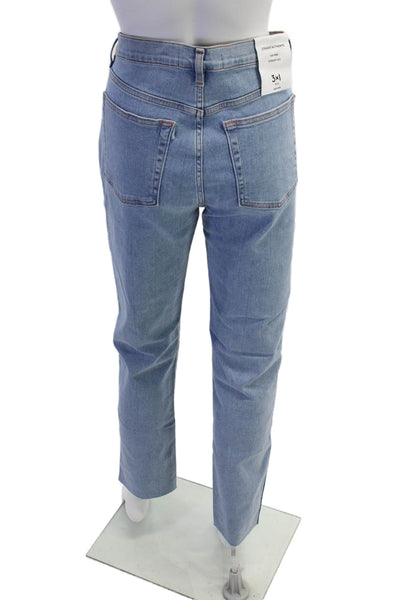 3x1 NYC Womens High Rise Straight Leg Light Wash Jeans Blue Cotton Size 31