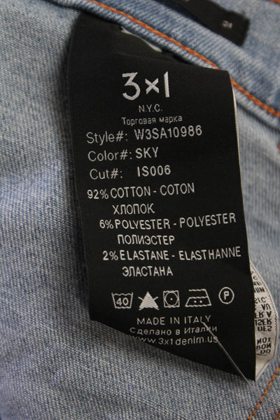3x1 NYC Womens High Rise Straight Leg Light Wash Jeans Blue Cotton Size 31