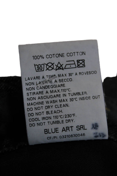 Maurizio Massimino Womens Cotton Cuffed High-Rise Distressed Jeans Black Size 38