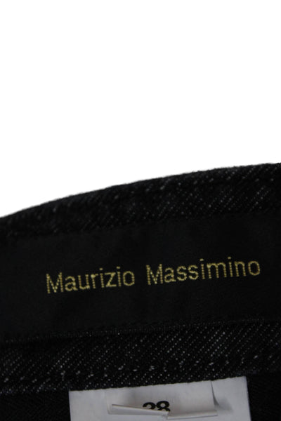 Maurizio Massimino Womens Cotton Cuffed High-Rise Distressed Jeans Black Size 38