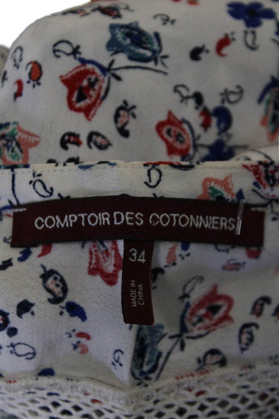 Comptoir Des Cotonniers Women's Sleeveless Drop Waist Floral Mini Dress Size 34