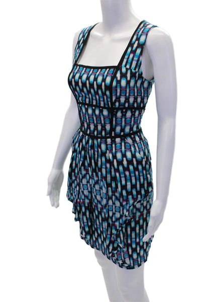 Cynthia Steffe Women's Sleevless Ruffle Geometric Print Mini Dress Size 4