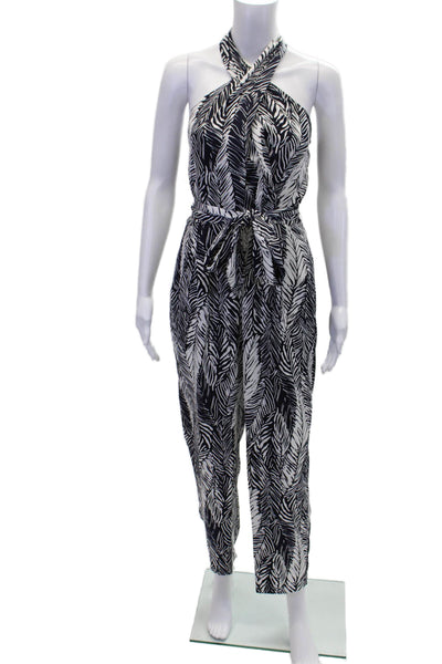 Club Monaco Women's Deep V-Neck Sleeveless Straight Leg Printed Jumpsuit Size 6