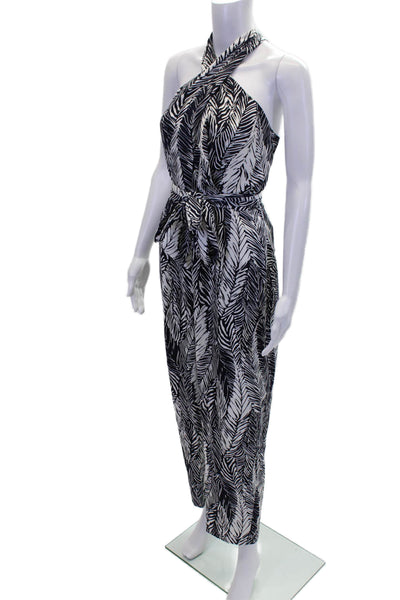 Club Monaco Women's Deep V-Neck Sleeveless Straight Leg Printed Jumpsuit Size 6