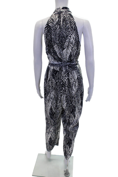 Club Monaco Women's Deep V-Neck Sleeveless Straight Leg Printed Jumpsuit Size 6