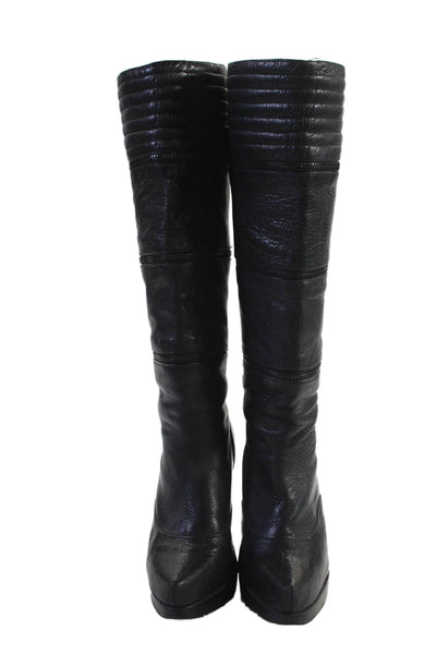 Geren Ford Womens Leather Zippered Mid-Calf High Heeled Boots Black Size 6