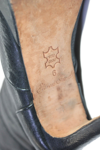 Geren Ford Womens Leather Zippered Mid-Calf High Heeled Boots Black Size 6