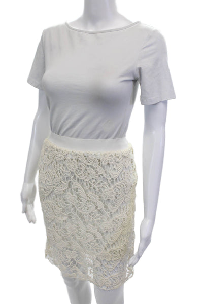 Sam & Lavi Womens Cotton Layered Stretch Straight Mini Skirt Cream Size S